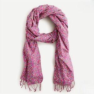 NWT - J Crew Pink & Blue Block Print Cotton Sarong Scarf, 30”x 76”
